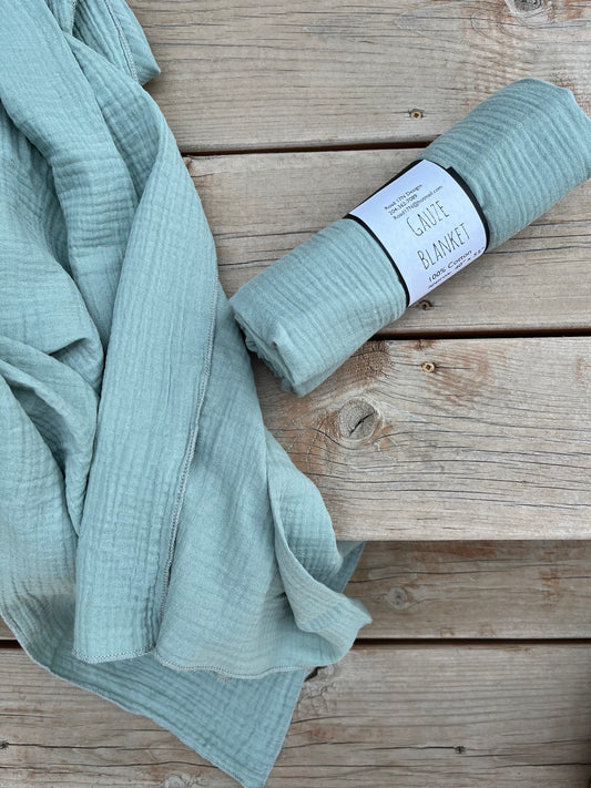 Double Gauze Baby Blanket - Dusty Aqua