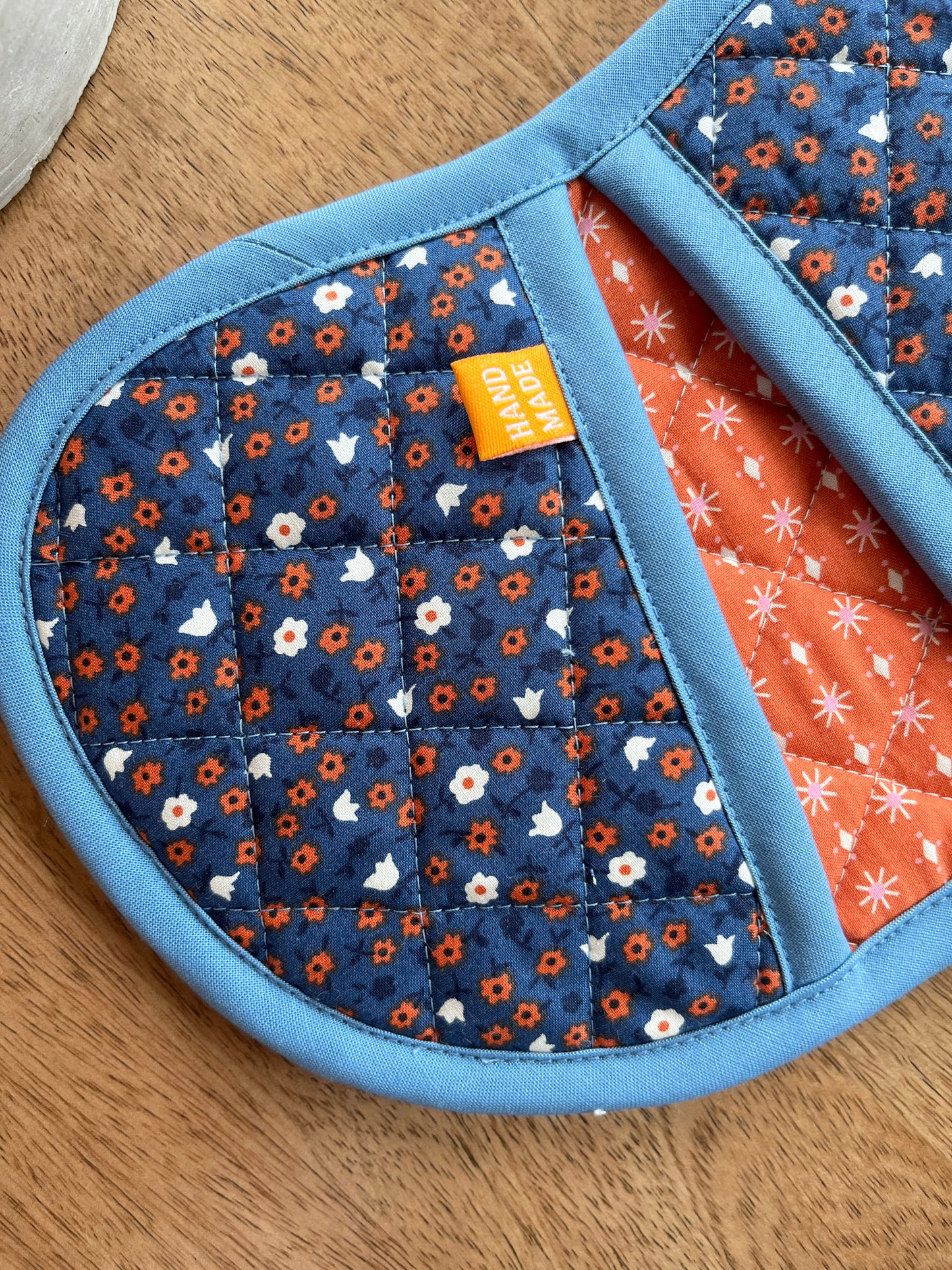 Jelly Bean Hot Pot Holders - Blue/Navy Floral