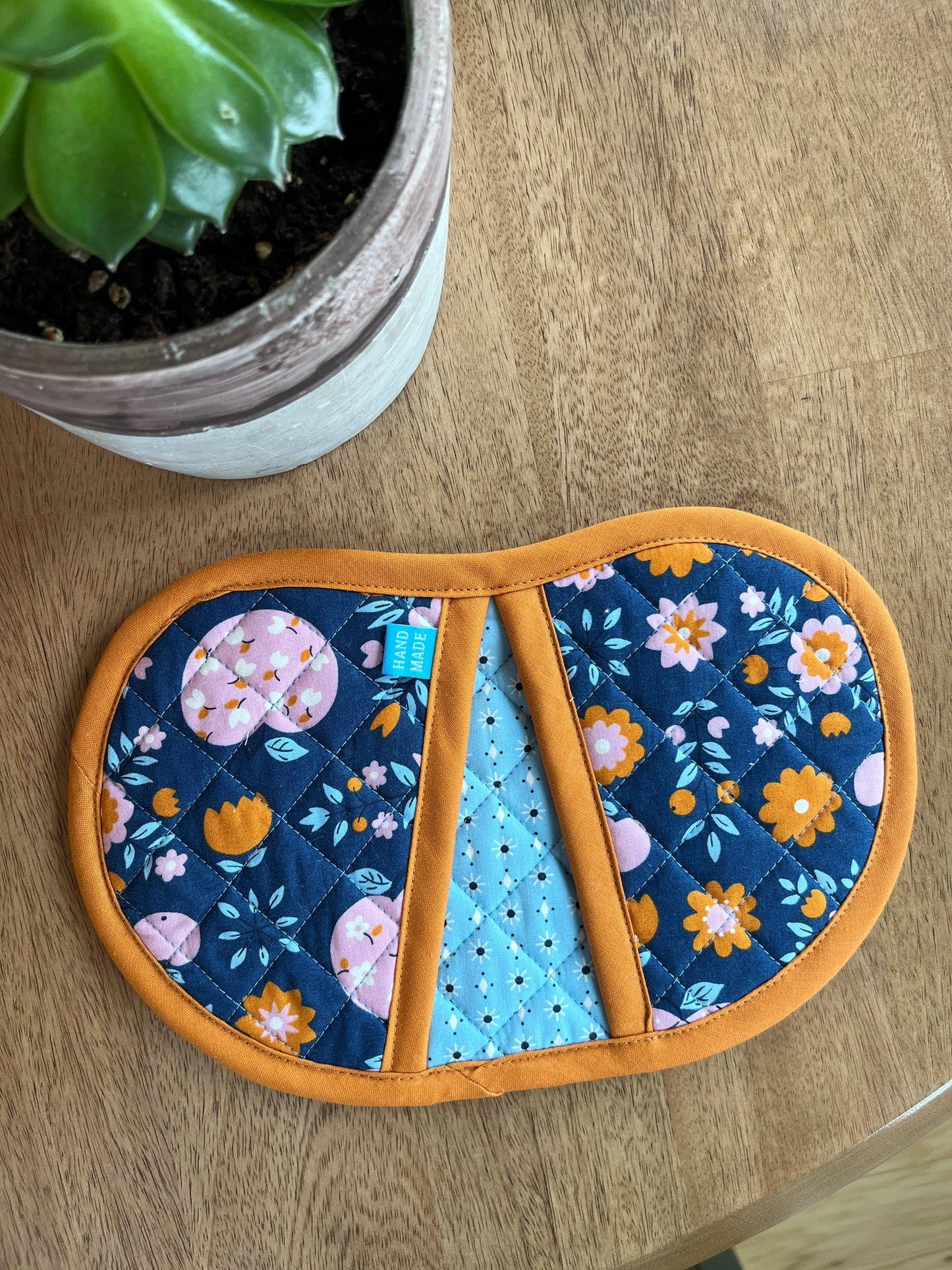 Jelly Bean Hot Pot Holders - Orange/Navy Apple