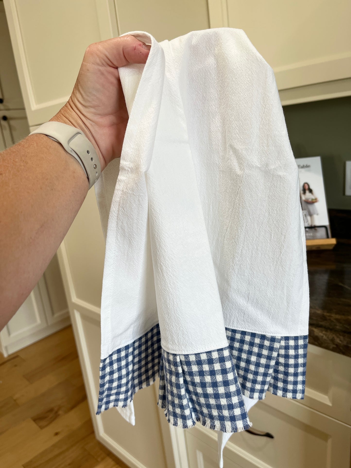 Flour Sack Tea Towel - Ruffled Cornflower Blue Check