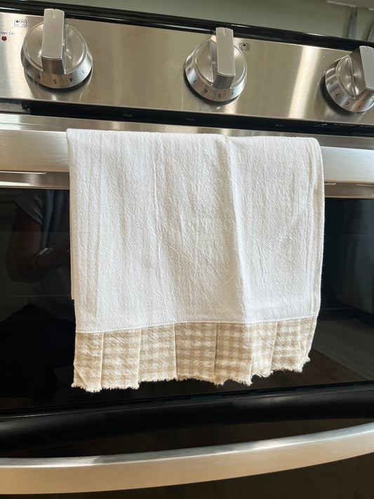 Flour Sack Tea Towel - Ruffled Taupe Check