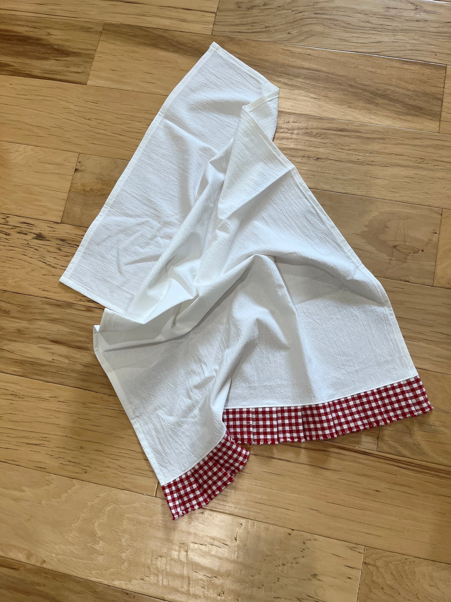 Flour Sack Tea Towel - Ruffled Red Check