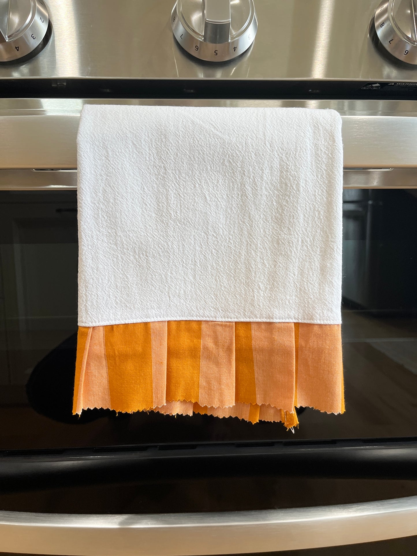 Flour Sack Tea Towel - Ruffled Orange Stripe