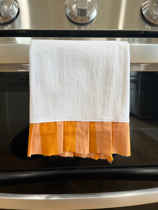 Flour Sack Tea Towel - Ruffled Orange Stripe