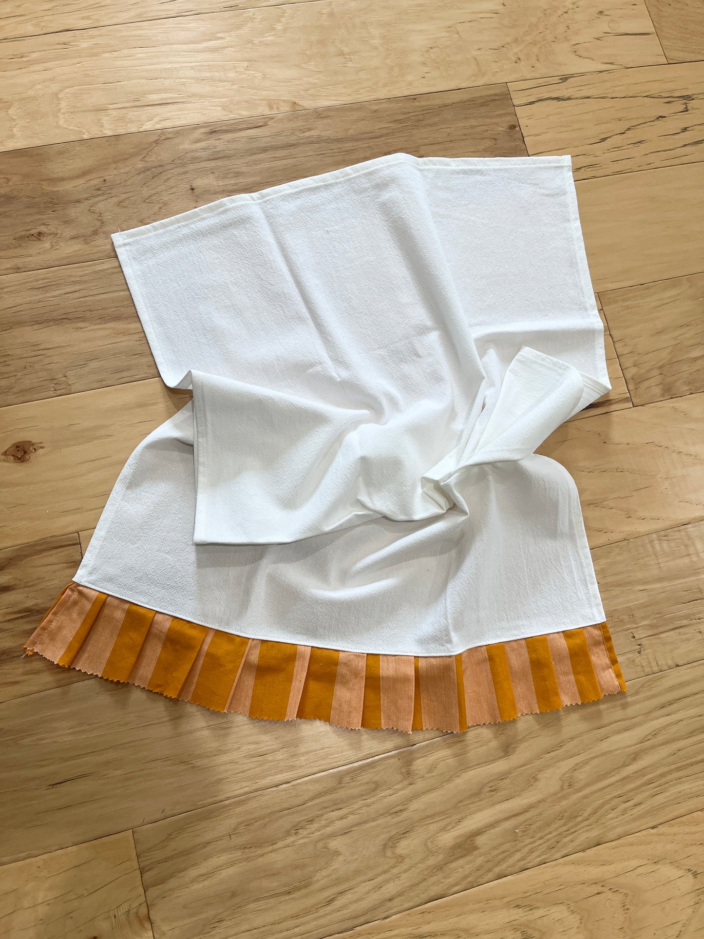 Flour Sack Tea Towel - Ruffled Orange Stripe