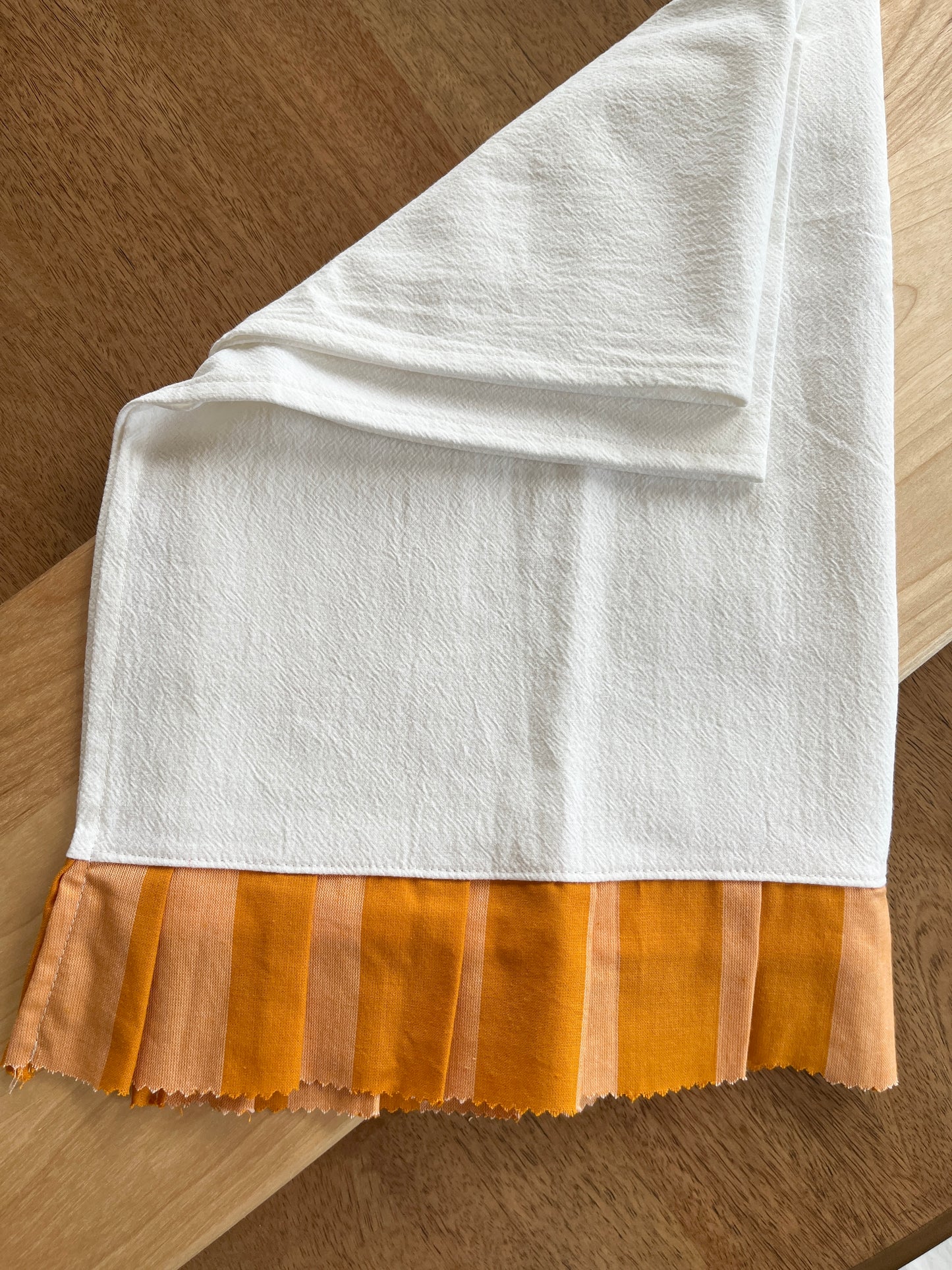 Flour Sack Tea Towel - Ruffled Orange Stripe