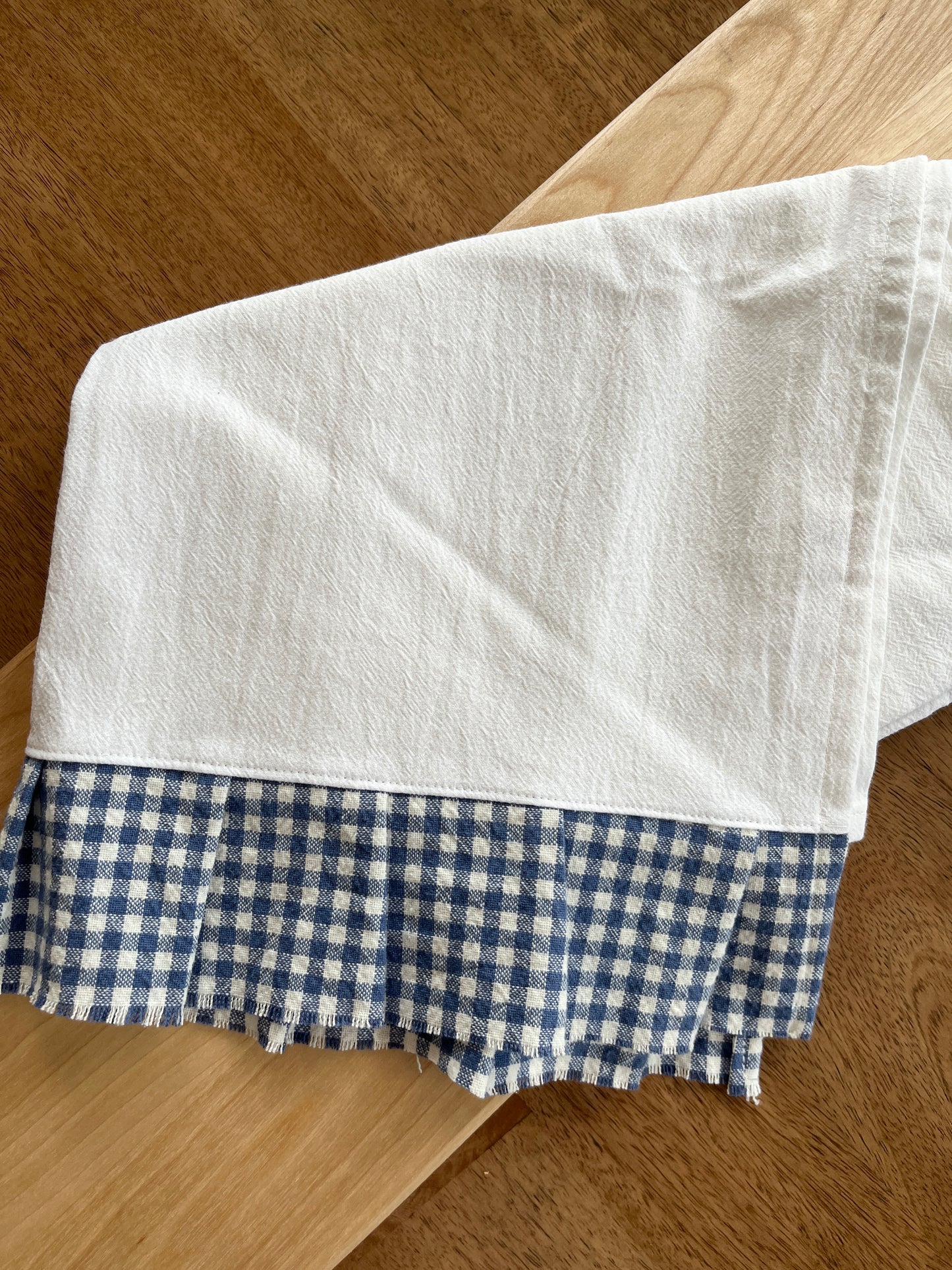 Flour Sack Tea Towel - Ruffled Cornflower Blue Check