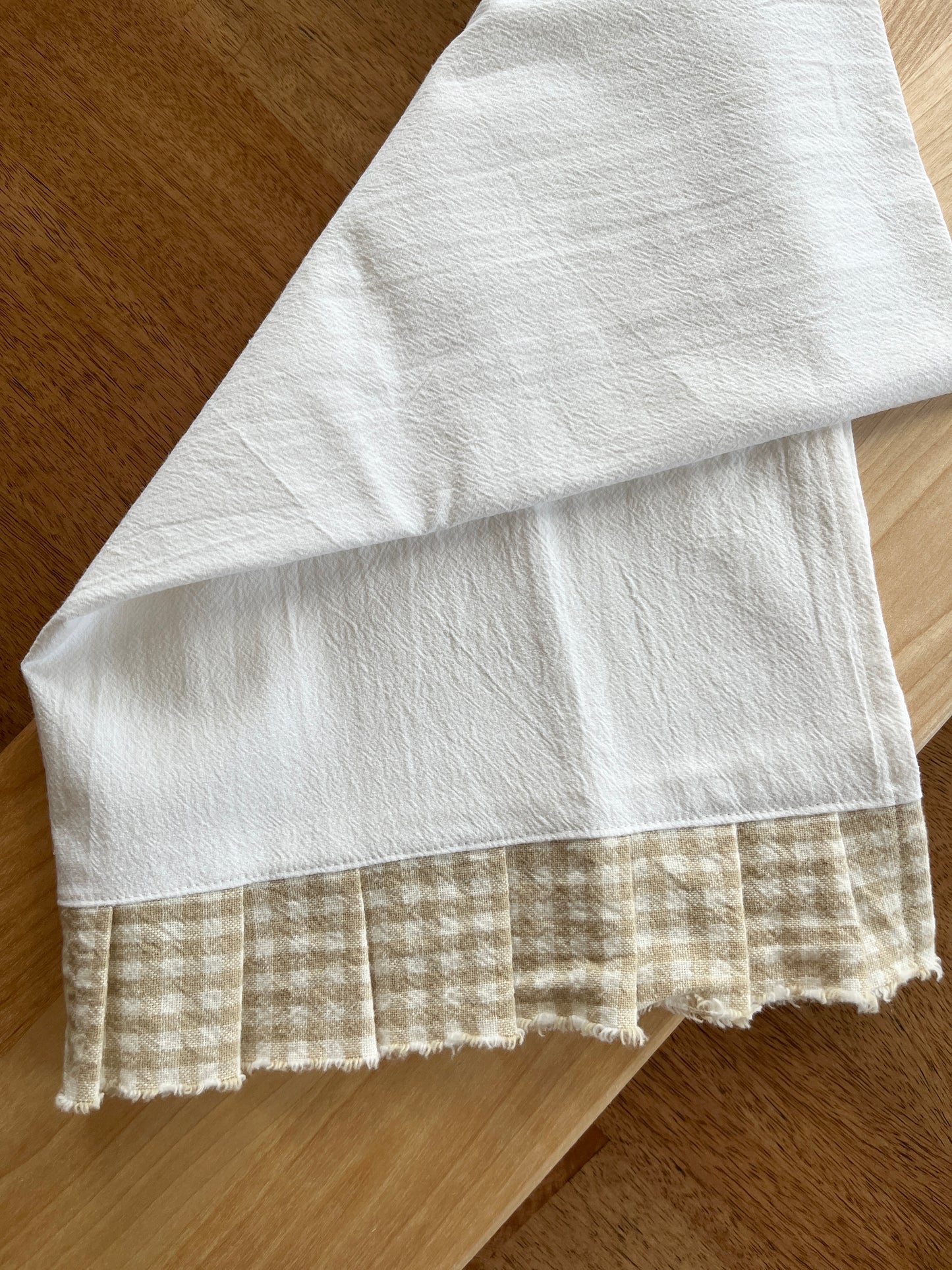 Flour Sack Tea Towel - Ruffled Taupe Check