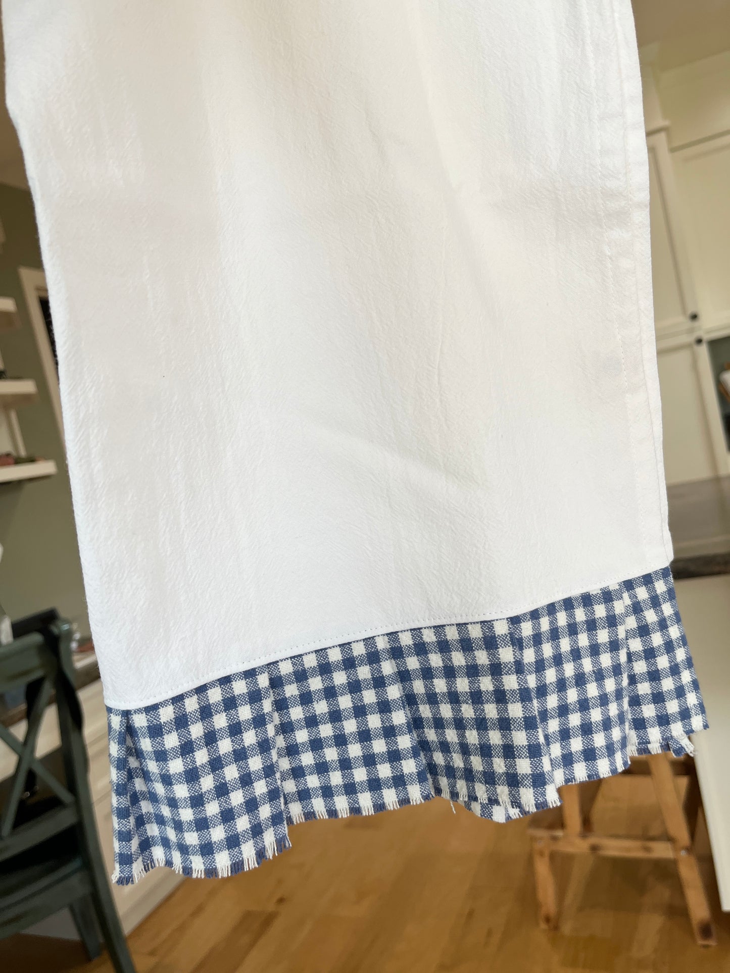 Flour Sack Tea Towel - Ruffled Cornflower Blue Check