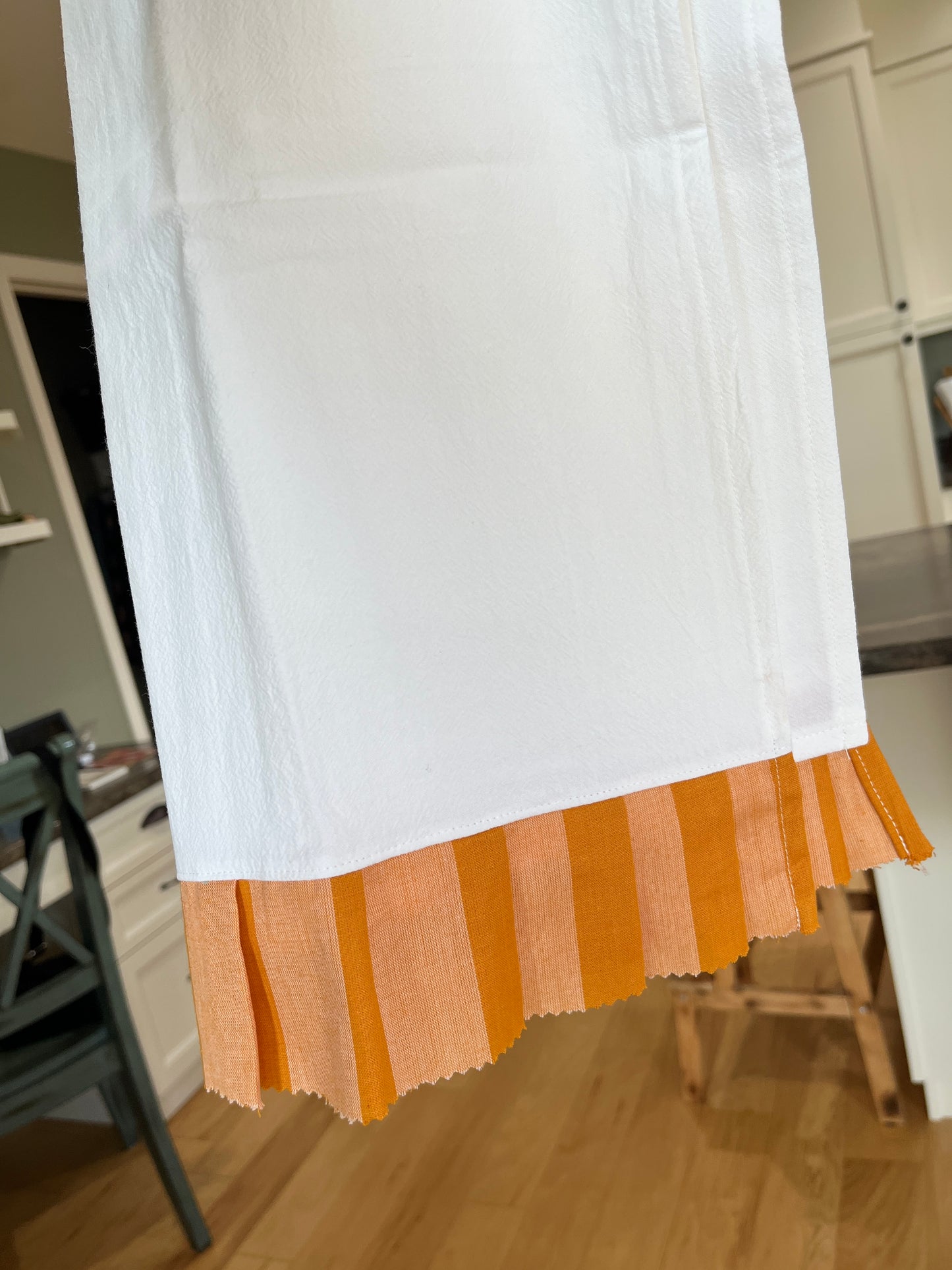 Flour Sack Tea Towel - Ruffled Orange Stripe