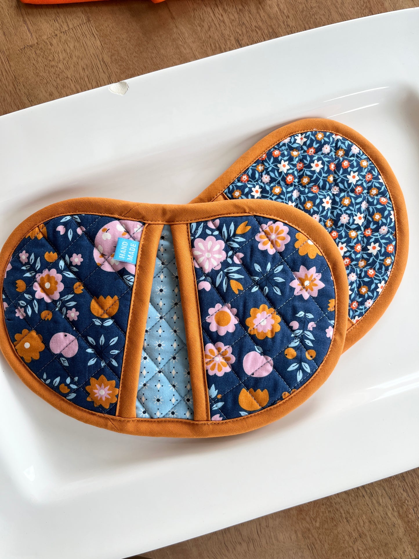 Jelly Bean Hot Pot Holders - MIX SET Navy Floral/Apple