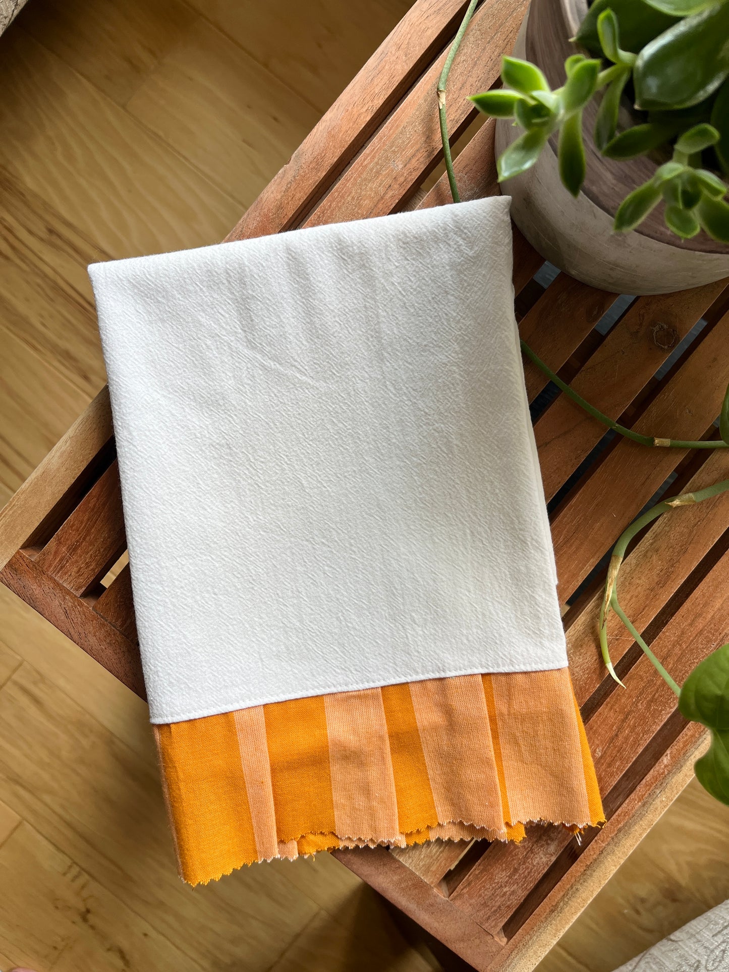 Flour Sack Tea Towel - Ruffled Orange Stripe