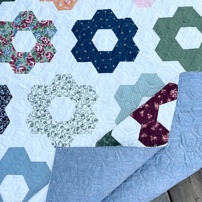 Hexagon Blooms FINISHED QUILT (no binding)